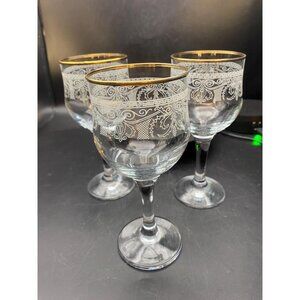Cellini Stemmed Goblets with 22 K Gold Rims